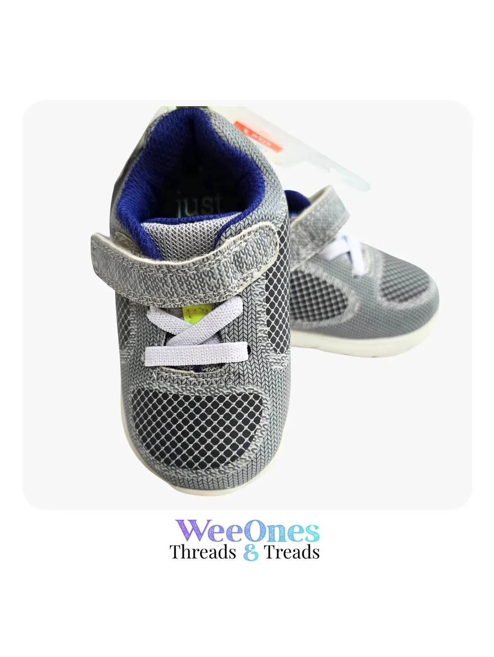 NWT Carter’s Just One You Baby Boys Sneakers Shoes Gray Blue Size 3 Hook & Loop